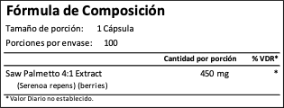 Saw Palmetto 450mg 100caps - Imagen 2