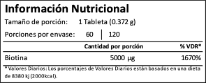 Biotin 5000mcg 60tabs - Imagen 2